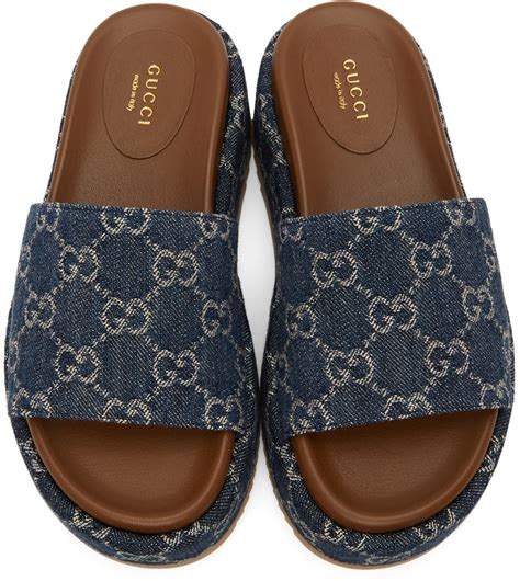 gucci perforated platform slides|Gucci platform slides price.